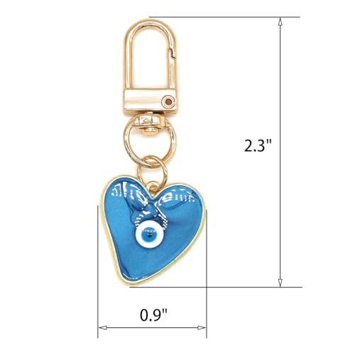 Evil Eye Keychains Sweat-heart Keychains Protection Charm for Women Men Car Key Ring Bag Purse Accessories - color: Blue
