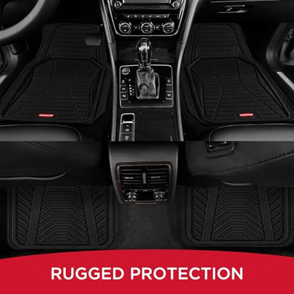 Rubbermaid Car Mat Full Set All-Weather Heavy-Duty 4 Pieces– Trim-to-Fit Universal Car Mats Full Set – Waterproof Rubber Floor Liners for Most Trucks, SUVs, Vans, and Sedans-Black - color: Black