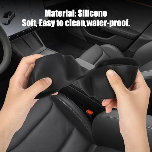 frani Cup Holder Set (2-Piece) Compatible with Tesla Model 3 2021-2026 & Highland Refresh - Premium Silicone Inserts for Center Console & Rear Seats Black - color: Black, style: Model 3 Highland 2024-2026