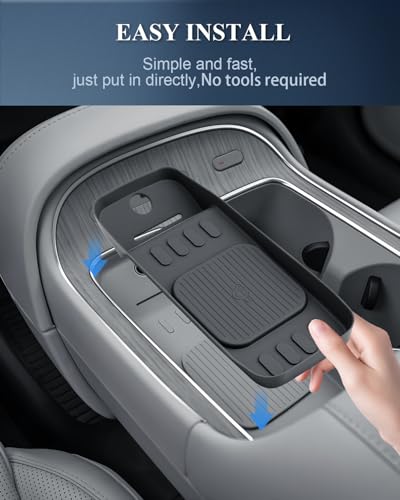 BIBIBO for 2026 Palisade Silicone Charging Mats 2026 Hyundai Palisade (SE, SEL, SEL Convenience, SEL Premium, XRT Pro, Limited, Calligraphy) Center Console Insert Wireless Charging Mats - color: Black-Charging Mat