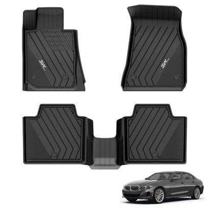 3W Floor Mats Custom Fit for 2019-2024 2025 2026 BMW G20 3 Series 330i 330e Sedan, TPE All Weather Floor Liner for BMW 3 Series G20 Accessories 1st and 2nd Row Full Set Car Mats (NOT for GT & 2 Door) - style: 5) 3 Series 2019-2026 | Floor Mats