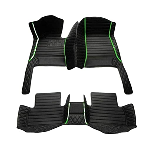 TAHALI Custom Colors Car Floor Mats Black Pink for 99.9% Sedan SUV Sports， All-Weather Liners Car Floor mat，Luxury Leather Automotive Floor Mats (3D Black Green,3D Floor Mats) - color: 3D Black Green