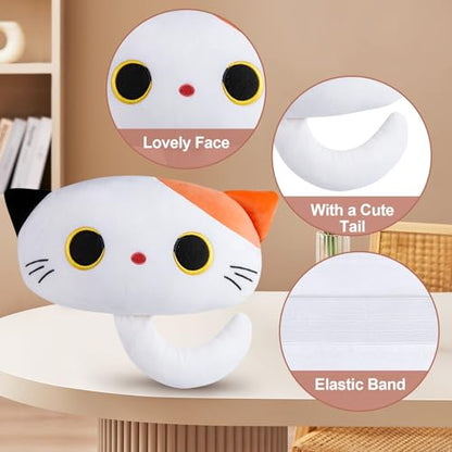 Cat Car Headrest Pillow Cartoon Car Seat Pillow Cat Neck Support Plush Cushion for Driving Seat (2 pcs) - color: Black/White/Orange