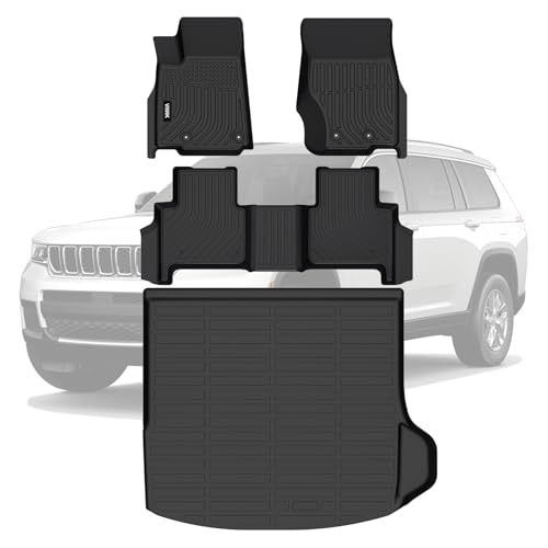 VIWIK Floor Mats & Cargo Liners for Jeep Grand Cherokee 2026 2025 2024 2023 2022, Anti Slip 3D Floor Liners, TPE Waterproof Car Mats, Custom Fit All Weather Protection SUV Accessories - size: Fit for 2026-2022 Jeep Grand Cherokee 4PCS