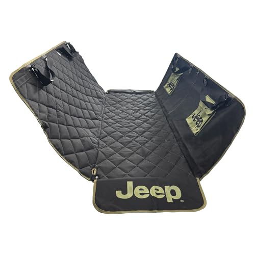 Jeep Vehicle Seat Protector for Dogs and Pets (Charcoal Black) Adjustable Seat Cover - Durable Protection Waterproof Design (58 x 23 x 18.5 inch)