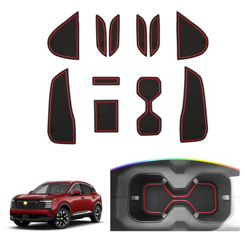SKTU Door Slot Mat for 2025 2026 Nissan Kicks Accessories Door Groove Gate Pad 11Pcs Fit 2025 2026 Nissan Kicks (S/SV/SR) Door Compartment Cup Center Console Liners 2025 2026 Kicks Floor Liners (Red) - color: for 2025 2026 Kicks Red