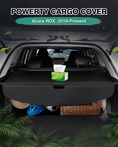Powerty Retractable Cargo Cover for 2019-2025 2026 Acura RDX, Canvas Texture Trunk Cover Privacy Screen Rear Security Shade for RDX Accessories (with Extented Cover) - size: 2019-2025 | Acura RDX