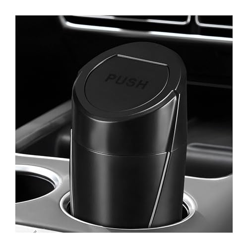Car Trash Can Bin with Lid, Leakproof Portable Garbage Trash Bin Mini Cup Holder Organizer, Automotive Interior Dustbin Multipurpose Storage Container for Car Home Office (Black) - color: Black