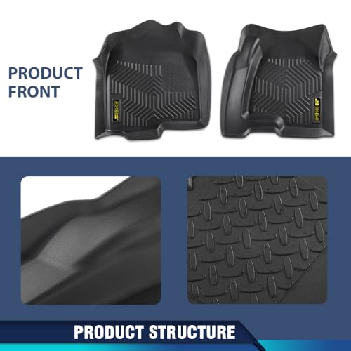 PIT66 Floor Cargo Liners Mats Fit for Chevy Silverado/GMC Sierra 1500 1999-2006, 1500 Classic 2007, Fit Silverado Sierra 2500 2001-2004 2WD 4WD Extended Cab, TPE 3-Piece All Weather Floor Liners - size: Fit Silverado Sierra Extended Cab 1999-2006 | 3PCS
