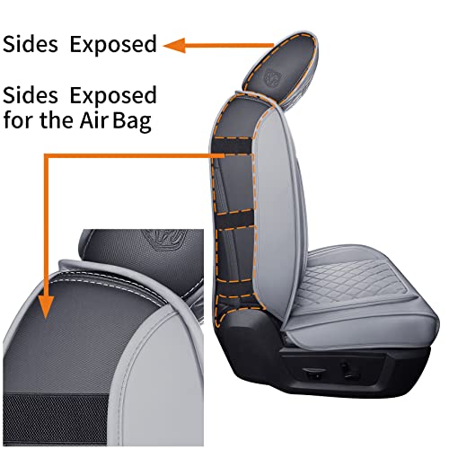 Aierxuan Dodge Ram Car Seat Covers Custom Fit 2009-2026 1500, 2010-2026 2500/3500 Laramie Big Horn Longhorn Crew Quad Regular Cab Waterproof Leather Truck Pickup Cushions (Full Set/Grey) - color: Full Set/Grey