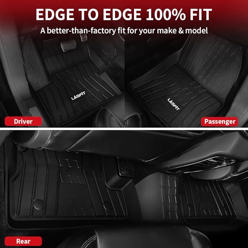 LASFIT Floor Mats for 2015-2019 Lincoln MKC, Custom Fit All Weather TPE Floor Liners, Full Coverage Front & 2nd Row 3-Pcs Set, Black - size: 30*22*5