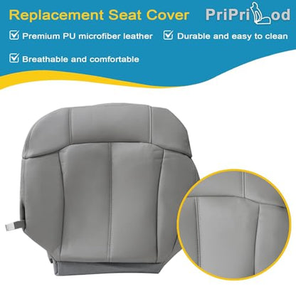 Priprilod 922/122 Gray Driver Side Bottom Replacement Seat Cover & Bottm Foam Cushion Compatible with Chevy Silverado Tahoe Suburban Avalanche GMC Sierra Yukon 1999 2000 2001 2002 - color: Gray