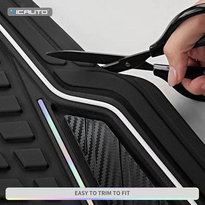 PIC AUTO Car Floor Mats, Black Aluminum-Molded with Full-Circle Iridescent Inlay Strip Car Mats, Universal-Fit Rubber Mats for Cars, Trucks & SUVs, All-Weather, Non-Slip, Easy-to-Clean Interior Mats - color: Black