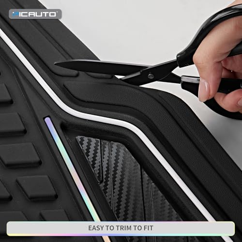 PIC AUTO Car Floor Mats, Black Aluminum-Molded with Full-Circle Iridescent Inlay Strip Car Mats, Universal-Fit Rubber Mats for Cars, Trucks & SUVs, All-Weather, Non-Slip, Easy-to-Clean Interior Mats - color: Black