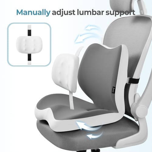 2 in1 Truck Seat Cushion and Lumbar Support Pillow Memory Foam Car Seat Cushion with Adjustable Strap for Truck Driver Long Drives, Fits Semi Truck Seat,Car,Office&Gaming Chair(Grey) - color: Grey
