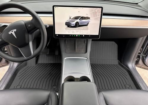 Tesla Model Y 2020-2024 Premium Custom Fit Floor Mats Rubber 3D Car Mats Laser Measured Floor Liners All Weather Heavy Duty Waterproof Odorless Non-Slip TPE (Front & Rear, Black) - size: Model Y 2020-2025