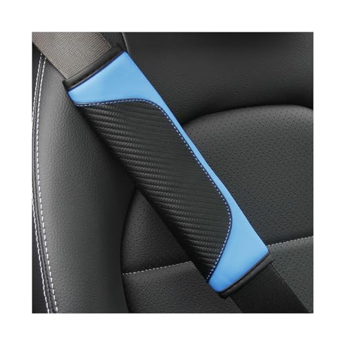 2PCS Car Seat Belt Cover, Carbon Fiber Seatbelt Shoulder Protection, Soft Car Seat Belt Strap Cushion Protect Your Neck and Shoulder, Car Accessories Seat Belt Pad for Car Truck (Blue) - color: Blue