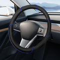 15 Inch Leather Car Steering Wheel Cover, Breathable Anti-Slip Automotive Steering Wheel Protector Accessories, Soft Comfortable Car Interior Decoration for SUV, Truck (Blue)