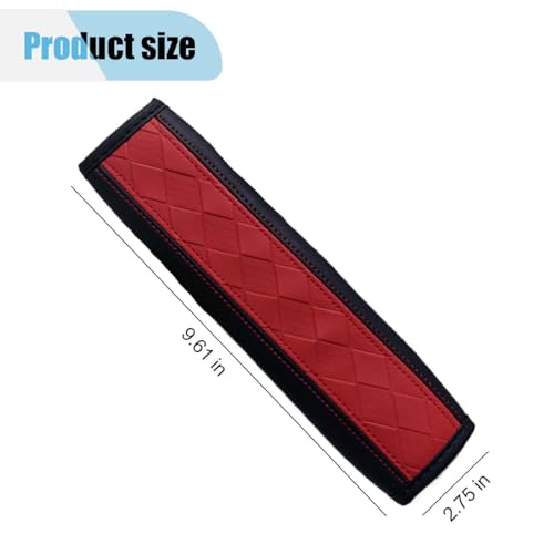 2PCS Car Seat Belt Covers, Embossed Leather Seat Belt Protector Cushion, Driving Comfortable Seatbelt Shoulder Strap, Universal Car Seatbelt Pad Accessories for Protect Shoulder and Neck (Black/Red)