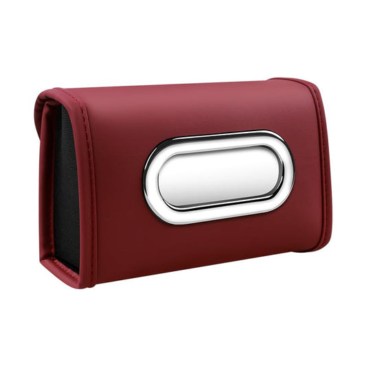 Car Tissue Holder，PU Leather Premium Rectangle Tissue Box Cover, Extra Large Backseat Napkin Organizer for 100-150 Regular Size Tissues - color: Red