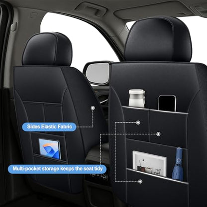 IKABEVEM Car Seat Covers Fit for GMC Yukon 2021-2025 2026: Full Set Luxury Leather Automotive Seat Covers, Car Seat Protector(8 Seats, Black)
