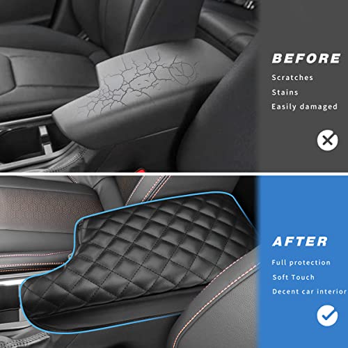 INTGET Car Center Console Armrest Cover for Subaru Crosstrek Accessories 2018-2022 2023 Impreza 2017-2023 Leather Arm Rest Box Lid Cover Seat Protector (Black with Cushion) - color: black with cushion