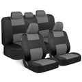 BDK PolyPro Car Seat Covers Full Set in Gray on Black, Front and Rear Split Bench Seat Covers for Cars, Easy to Install Car Seats Cover Set and Accessories for Auto Trucks Van SUV - Gray - color: Gray