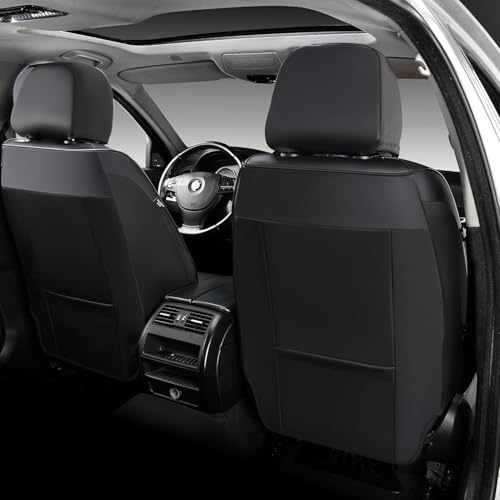 Leather Automotive Seat Covers, Waterproof Seat Covers, Black Front Car Seat Cover, Full Coverage Car Seat Covers 2 Pack Car Seat Cushion Protector Universal Fit for Most Cars SUV Trucks