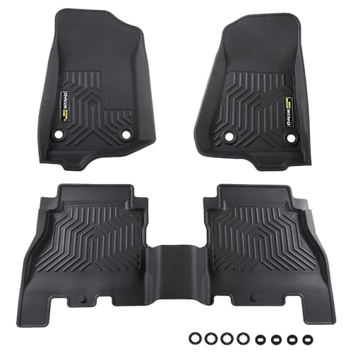 G-PLUS TPE Floor Mats Compatible with Jeep Wrangler JL Unlimited 4 Door 2018-2024(Not Fit for JK or 4XE) 1st & 2nd Row All Weather Car Liners Interior Accessories Cargo Liner - size: Fit Wrangler JL 2018-2024 | Black 3PCS