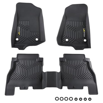 G-PLUS TPE Floor Mats Compatible with Jeep Wrangler JL Unlimited 4 Door 2018-2024(Not Fit for JK or 4XE) 1st & 2nd Row All Weather Car Liners Interior Accessories Cargo Liner - size: Fit Wrangler JL 2018-2024 | Black 3PCS