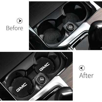 TACOMA Car Cup Holder Coaster for GMC Recessed Silicone Cupholder Coaster Interior Accessories 2.75in 2Pack - color: Black-04