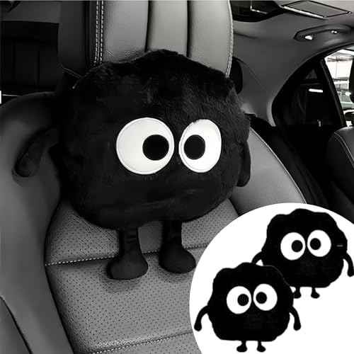 Car Headrest Pillow 2PCS Cute Big-Eyed Sprite Car Headrest Pillows Travel Neck Pillow Comfortable Neck Support - Plush Comfort Neck Cushions for Cars, Home & Office