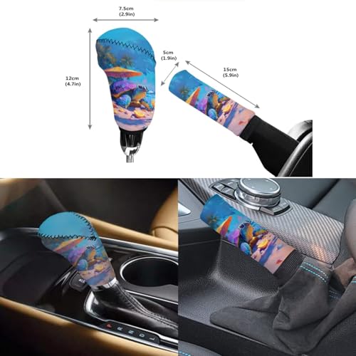 Forchrinse 15Pcs Hawaiian Sea Turtle Car Seat Cover Set with Steering Wheel Cover Armrest Shoulder Pads Handbrake Gear Cover Garbage Can Universal Women Auto Interior Accessories - color: Hawaiian Sea Turtle
