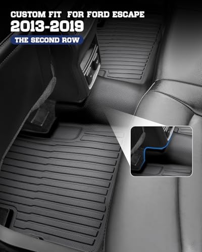 CreekT® Floor Mats for Ford Escape 2013-2019, All-Weather TPE Floor Mats & Cargo Liner with Door Sill Guards Accessories, Full Coverage Set