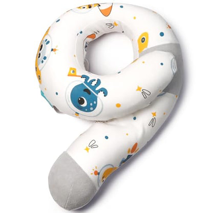 Cotton Kids Travel Pillow, Childs Neck Pillow for Car Airplane Seatbelt Pillow, Removable Pillowcase (Alien) - color: Alien