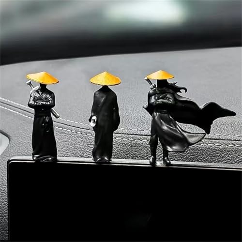 Car Dashboard Decorative Figurines, 3-Piece Martial Arts Swordsman Set, Desktop Computer Monitor Ornaments (3 Pcs Swordsman)