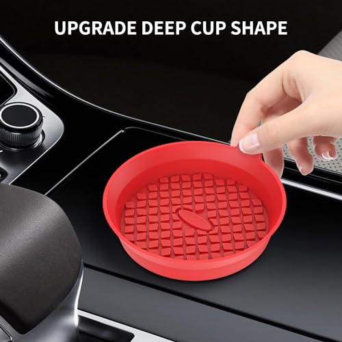 Car Cup Holder Coasters [4 Pack] Silicone Cups Mats, Automotive Universal Non-Slip Recessed Interior Accessories Red - color: 4 Pack-red