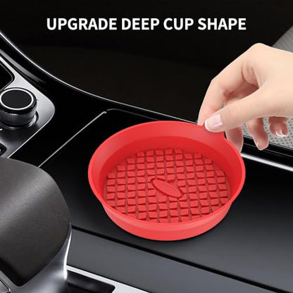 Car Cup Holder Coasters [4 Pack] Silicone Cups Mats, Automotive Universal Non-Slip Recessed Interior Accessories Red - color: 4 Pack-red
