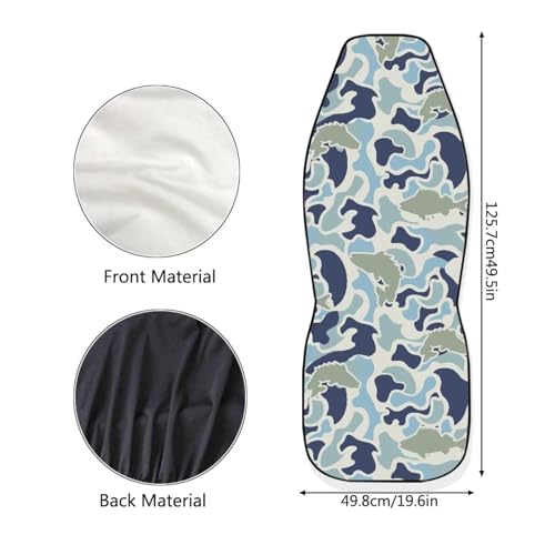Car Seat Covers for Front Seat Set of 2 Elastic Fabrics Blue Fish Camouflage Automobile Front Seat Covers Removable Automotive Accessories Universal for Auto Truck SUV - color: Blue Fish Camouflage