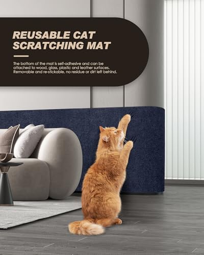 VIVOYAN 78.7"x15.8" Cat Scratch Mat,Trimmable Self-Adhesive Carpet,DIY Climb Cat Scratcher for Cat Couch Furniture or Wall Protector,Covering Cat Tower,and Replacement Pads (Dark Blue) - color: Dark Blue