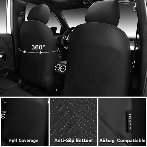 CAR PASS Memory Foam Leather Front Seat Covers, Perforated Nappa Leather Car Seat Covers Front Seats, Universal Fit for Cars, SUV, Trucks, Luxury Comfort Breathable, Thick 3D Foam Leather All Black