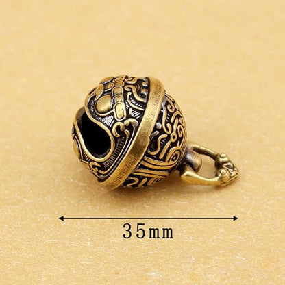 Antique Brass Bells, Decorative Jingle Bell Charms for Jewelry Making, Lucky Hanging Bells with Auspicious Pattern for Home Decor, Car, Backpack (1.37 Inch)