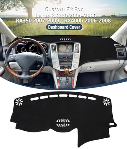 BIBLOZ Dash Cover for Lexus RX RX330 2004-2006/RX350 2007-2009/RX400h 2006-2008 Accessories Black Flannel Dashboard Cover Mat Car Dashboard UV Sun - size: 2007-2009 RX350