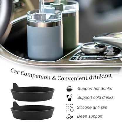 2PCS Car Cup Holder Coaster, Silicone Non-Slip Vehicle Cup Recessed Mats, Waterproof ＆ Sift-Proof Automotive Interior Insulation Drink Insert Pads, Universal Fit (Green/Black) - color: Green/Black
