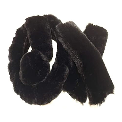 7 Pieces Fluffy Car Accessories Set, Cute Fluffy Steering Wheel Cover Set Faux Wool Seatbelt Shoulder Pads Auto Center Console Armrest Pads Fuzz Handbrake Cover Gear Shift Cover Furry Keychain(Black) - color: Black