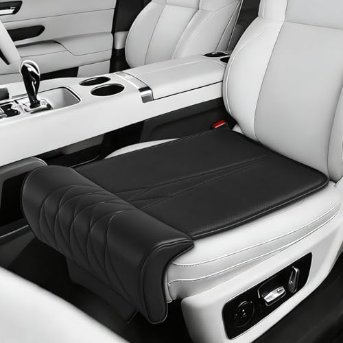 Car Seat Leg Extender Support Pad, Leather Leg Rest Pillow with Breathable Perforations & Memory Foam, Anti-Wrinkle Surface Universal Car Seat Cushions Fit for Most Vehicles, Chairs, Black