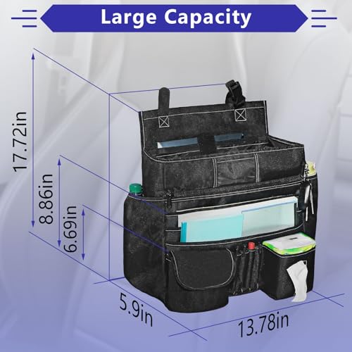 Seat Organizer Front Seat,Patrol Bag Law Enforcement with Large Storage,Universal Fit for Front & Back Seats,Dedicated Tablet and 17 Inch Laptop Storage,for Truck Office, Police,Black