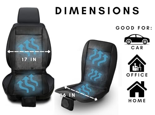 Cooling Car Seat Cover- Premium Quality Black Comfortable 12V Cooling Car Seat Cushion- Breathable Adjustable Temperature Cooling Cushion for Car, Van, Home (1 Pack)