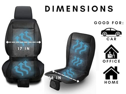 Cooling Car Seat Cover- Premium Quality Black Comfortable 12V Cooling Car Seat Cushion- Breathable Adjustable Temperature Cooling Cushion for Car, Van, Home (1 Pack)