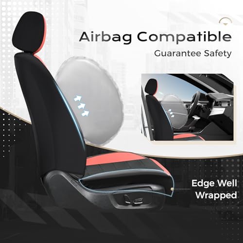 Coverado Leather Seat Covers Front and Rear Seat Cover 5 Seats Automotive Waterproof Car Seat Covers Universal Fit for Most Cars SUV Trucks, Red&Black - color: RedB, size: FullSet